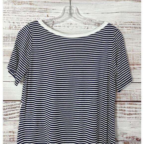 NEW Andree By Unit Women's Stripe Scoop Neck Slit Blouse Top Black White Small - Picture 10 of 11